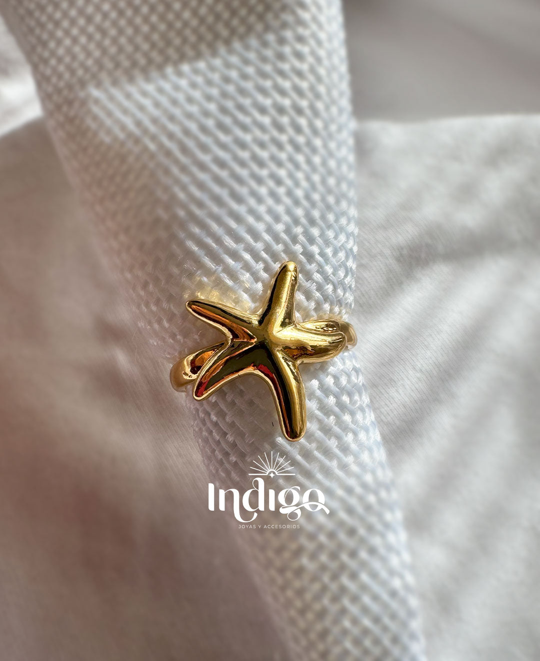 🌟 Anillo Estrella de Mar en Rodio Dorado