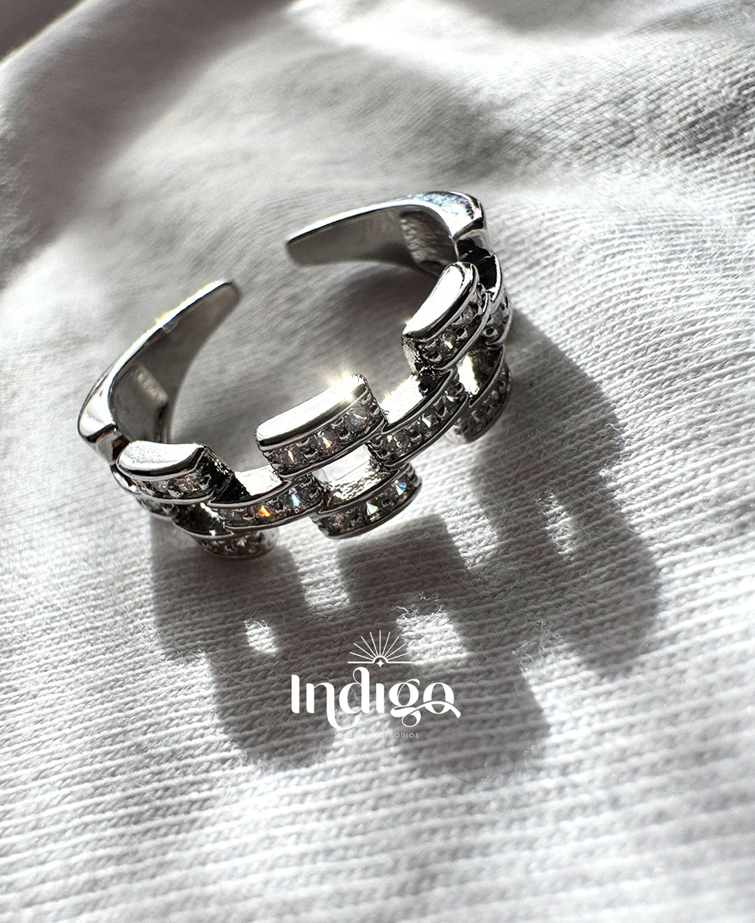 💎 Anillo Cadena en Rodio Plateado