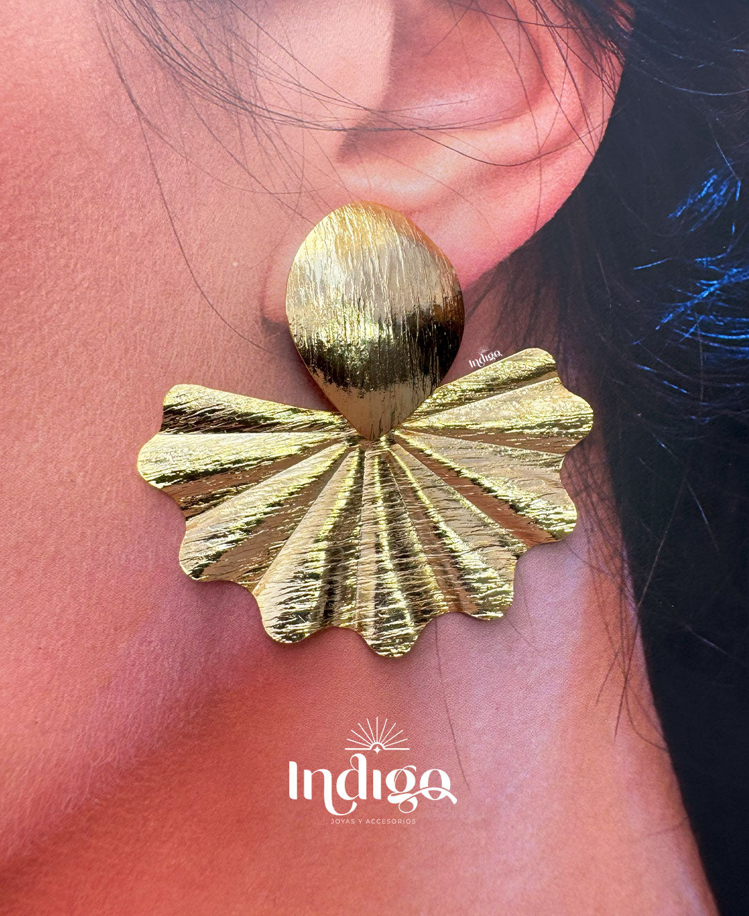 🌺 Maxi Arete en Bronce Abanico 🌺