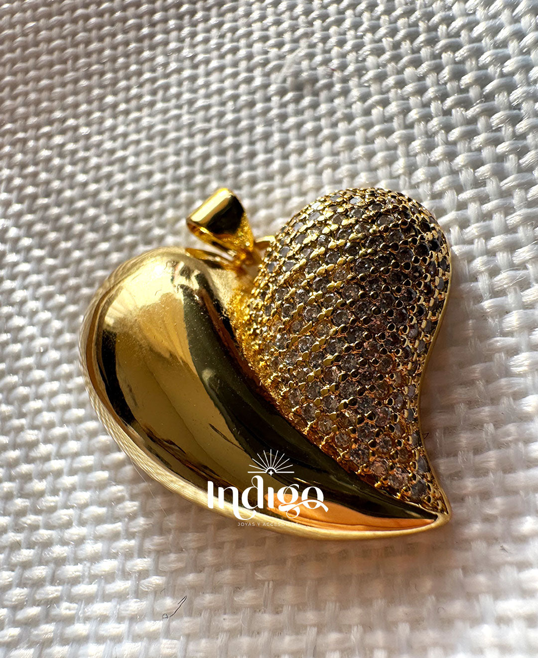 💖 Dije Corazón Dos caras Lisa y Piedras