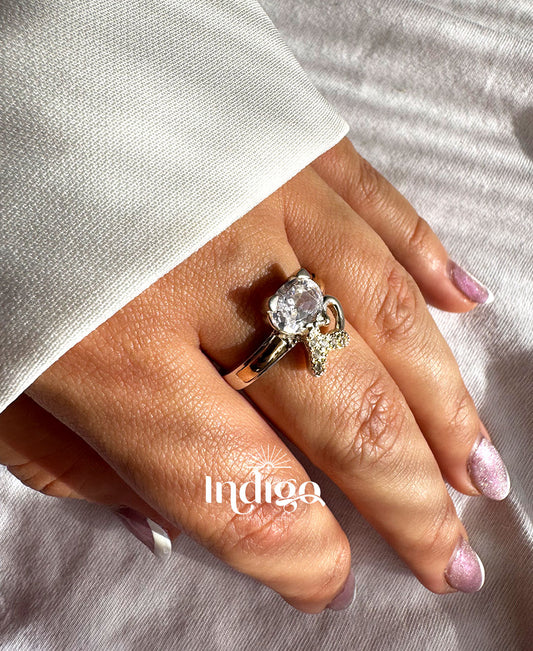💎 Anillo en Plata con Cristal Blanco Central