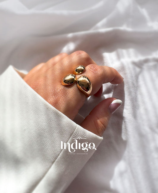 💎 Anillo de Bolas Dorado
