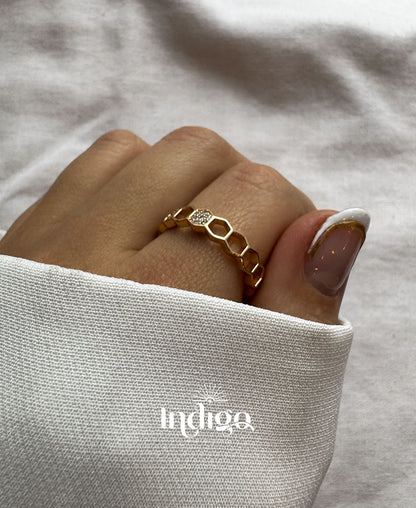 💫 Anillo Eslabón Hexagonales