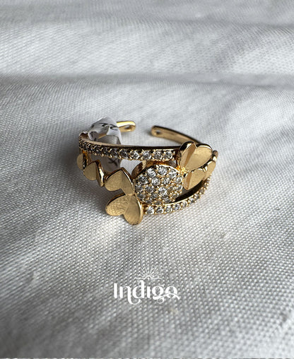 💫 Anillo Circón Plano con Corazones