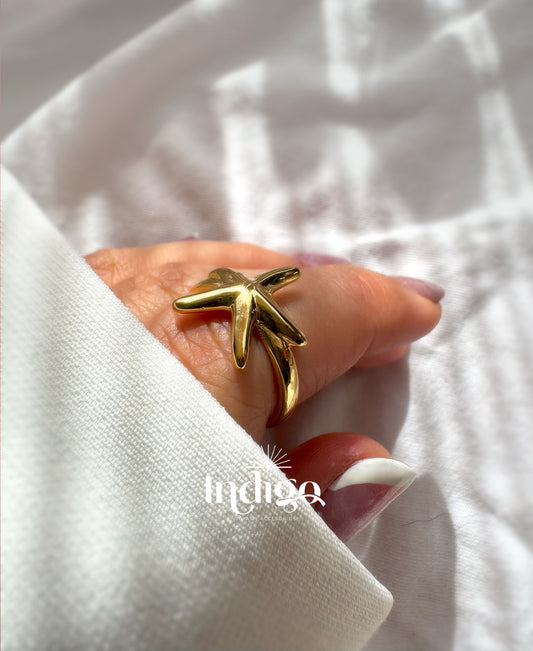 🌟 Anillo Estrella de Mar en Rodio Dorado