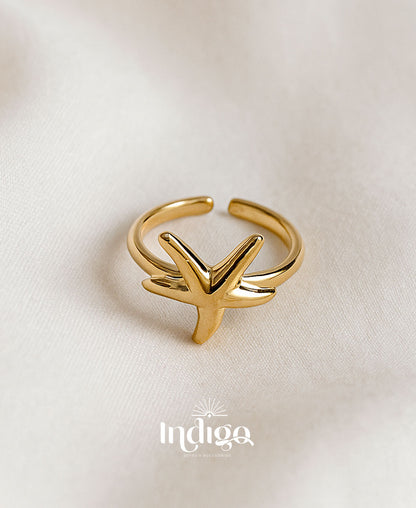🌟 Anillo Estrella de Mar en Rodio Dorado