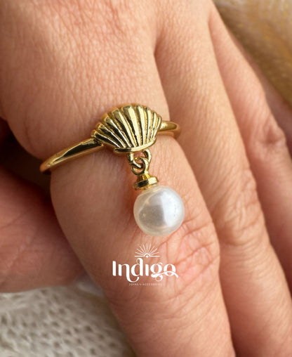 Anillo Concha Perla en Rodio
