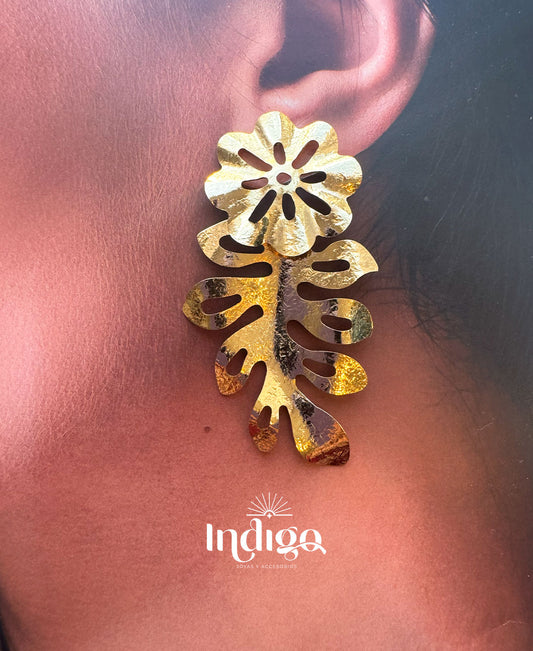 🌼 Arete Flor y Hoja