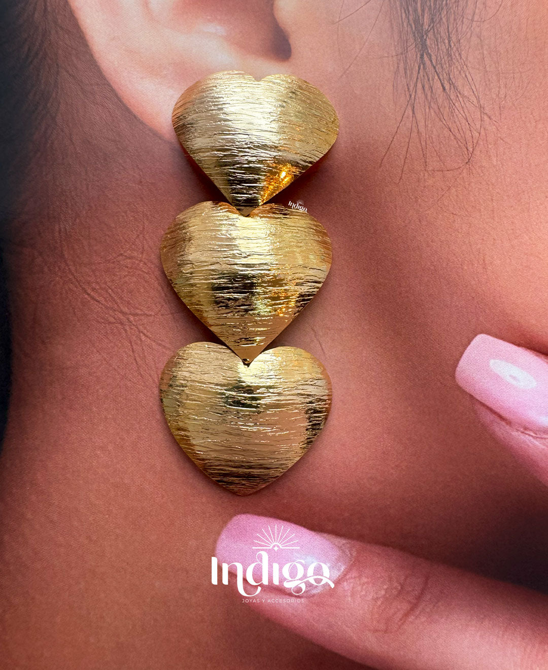 🌟💖Maxi aretes de corazones texturizados