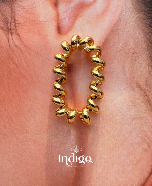💛 Arete Espiral Dorado Y Plateado