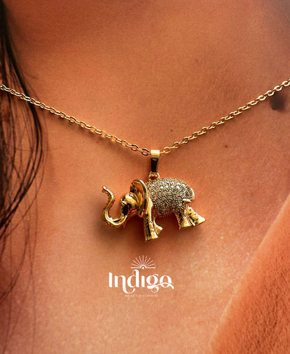 :  🐘 Juego Cadena y Topos Elefante en Rodio Dorado