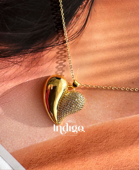 💖 Dije Corazón Dos caras Lisa y Piedras