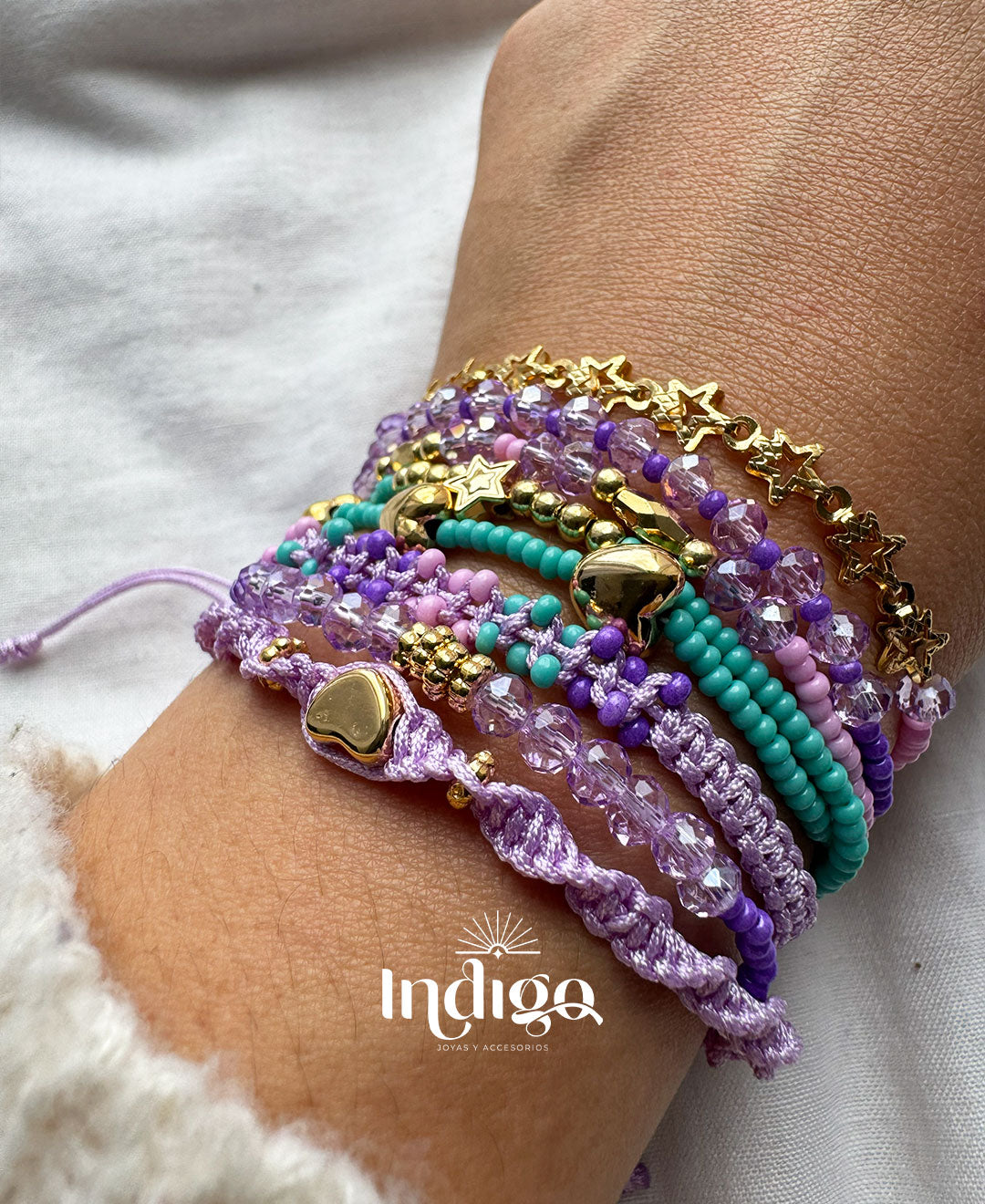 💫 Pulseras en Nailon con Nudo Corredizo, Mostacilla y Dijes Golfi